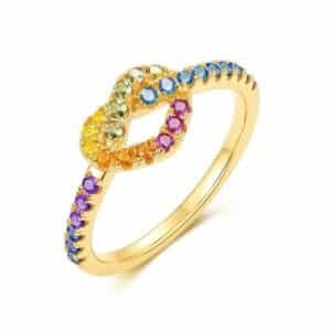 Love design color zirconium ring S925 silver with rainbow zirconium index finger ring simple light luxury customized