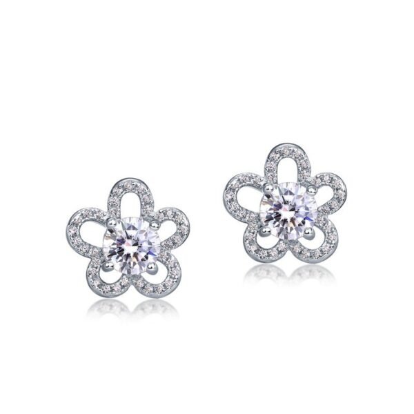 New S925 silver earrings female super flash moissanite flower earrings wind spring and summer hot sale