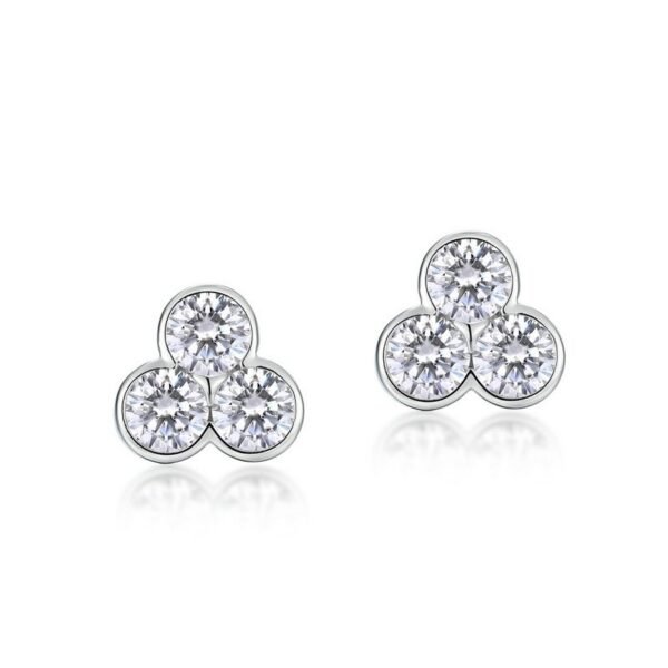 Three petal flower moissanite earrings female S925 silver inlaid radiant moissanite earrings simple fashion