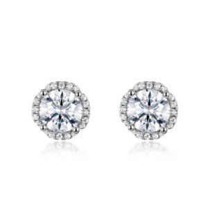 Full set radiant 1ct moissanite earrings S925 silver colored moissanite earrings light luxury simple