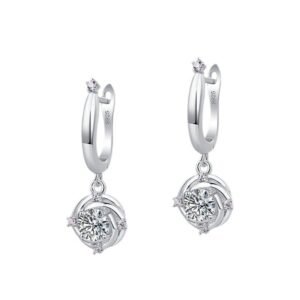 Spiritual moissanite earrings female S925 silver flowers colorful earrings fashion high-class sense of one hundred