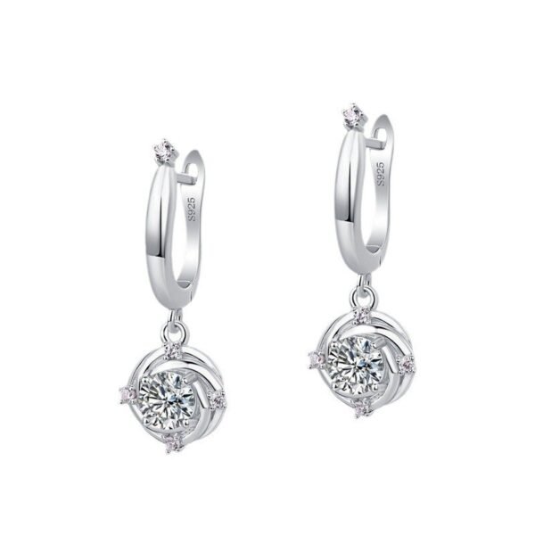 Spiritual moissanite earrings female S925 silver flowers colorful earrings fashion high-class sense of one hundred