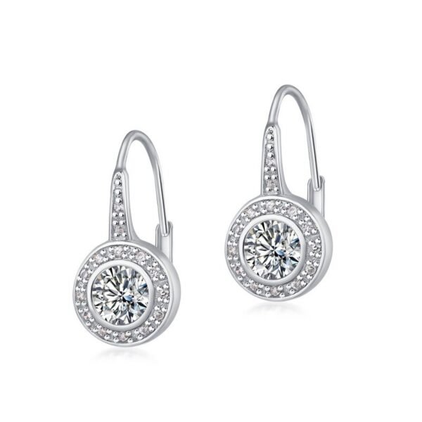 Moissanite earrings S925 silver surrounded by full of diamonds fashion ear hooks simple and light luxury personality versatile
