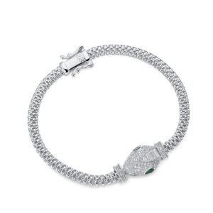 Section light luxury personalized snake bracelet S925 silver micro-set full of diamonds design hand jewelry cold wind hip-hop style