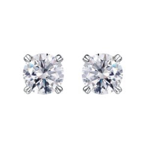 Section simple four claws set D color 1 carat moissanite earrings S925 silver sparkling moissan earrings fashion