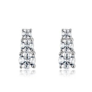 Brilliant three diamond moissanite earrings S925 silver long section moissan earrings Europe and the United States light luxury atmosphere versatile
