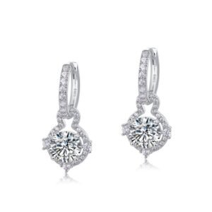 Brilliant moissanite two wear earrings female S925 silver full set colorful treasure senior sense earrings light luxury fashion