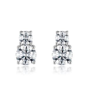 Brilliant gourd 1 carat moissanite earrings S925 silver double diamond colorful treasure earrings wind atmosphere simple