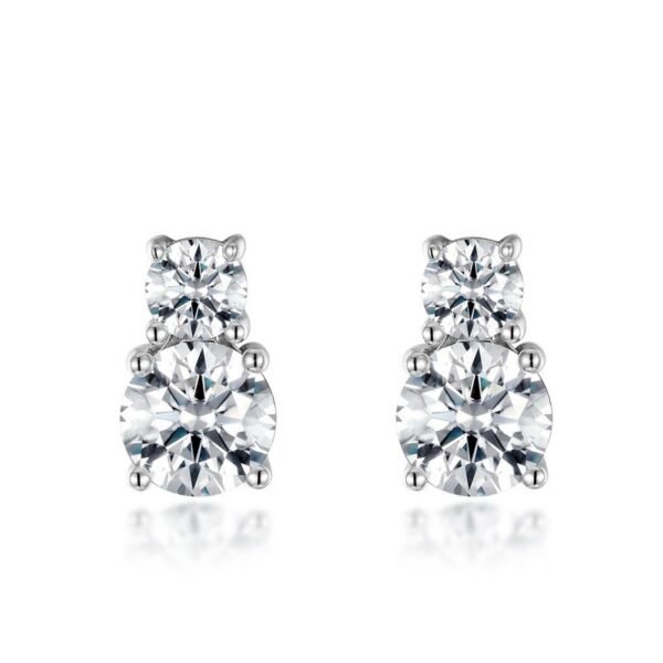 Brilliant gourd 1 carat moissanite earrings S925 silver double diamond colorful treasure earrings wind atmosphere simple