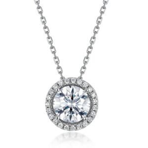 Hot pick full set colorful gem moissanite necklace women S925 silver D grade moissan collarbone chain simple fashion