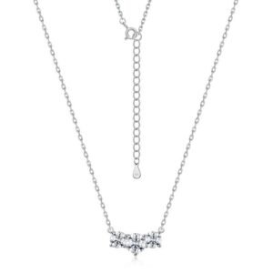 Eternal Sparkling Moissanite Necklace Women S925 Silver Three Lives Pact Radiant Moissan Chain