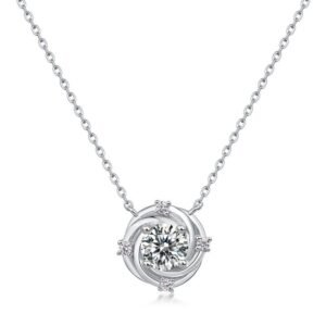 Brilliant moissanite necklace female S925 silver rose inlaid color diamonds collarbone chain light luxury fashion