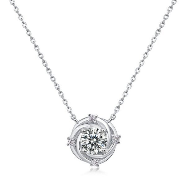 Brilliant moissanite necklace female S925 silver rose inlaid color diamonds collarbone chain light luxury fashion
