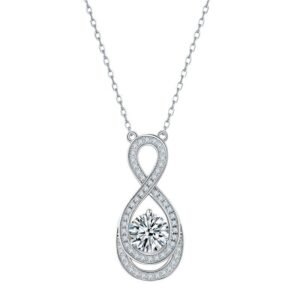 Moissanite necklace female S925 silver full of diamonds 8 zigzag collarbone chain simple personalized fashion style