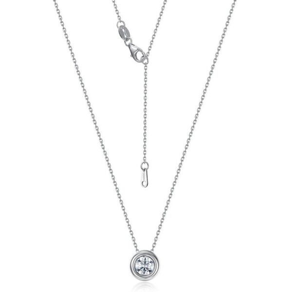 Radiant 1ct moissanite simple necklace female S925 silver package inlaid colorful treasure collarbone chain Europe and the United States fashion