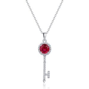 Best-selling cultivation ruby key necklace female S925 silver inlaid cultivation colorful treasure fashion collarbone chain necklace pendant light luxury