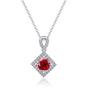 Direct best-selling geometric square cultivation ruby collarbone chain S925 silver micro-set full of diamonds colorful treasure necklace hundred and match