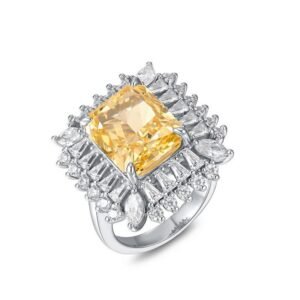 S925 Silver Ice Flower Cut High Carbon Diamond Ring White Zirconia Surrounded by Cube Sugar Colored Treasure Finger Ring Fashion