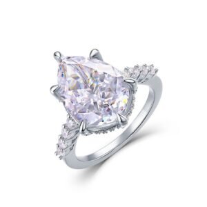 New high carbon diamond ring female S925 silver finger ring water drop-shaped super flash fashion temperament with 100