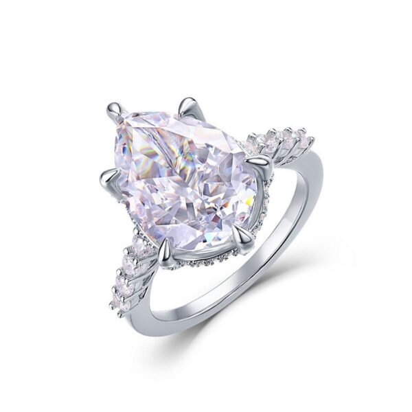 New high carbon diamond ring female S925 silver finger ring water drop-shaped super flash fashion temperament with 100