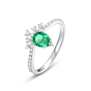 Emerald Green High Carbon Diamond Ring S925 Silver Crown Colorful Index Finger Ring Fashion Style