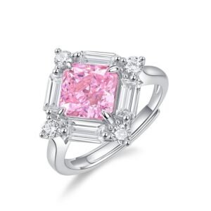 S925 silver high carbon diamond ring women 3.8CT simulation diamond yellow square luxury ring fashion simple