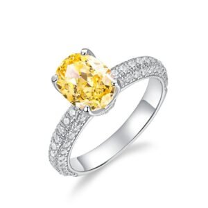 S925 Silver High Carbon Diamond Ring Simple Egg Shape 4 Carat Fashion Minimalist Silver Ring ins