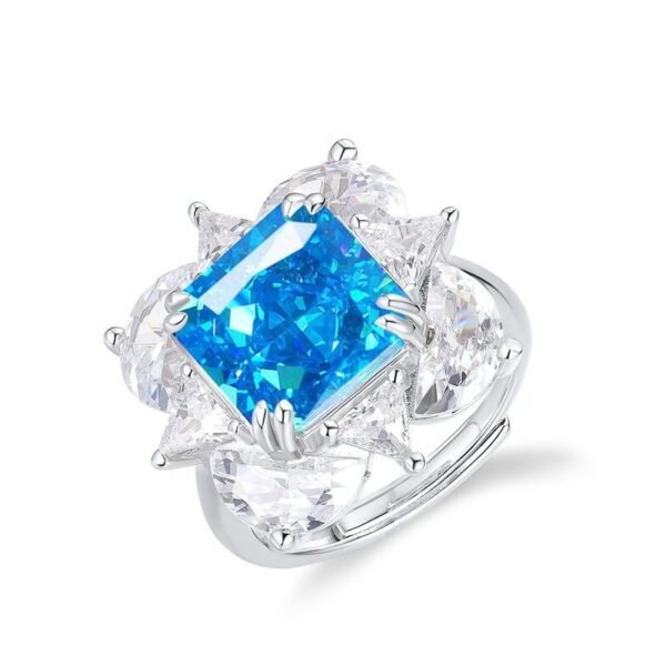 12ct square 10_10 simulated pink diamond ring women's ring wedding ice flower cut high carbon diamond ring