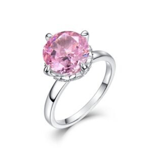 New S925 sterling silver ring set 10_10 pink pigeon egg wind popular hand jewelry