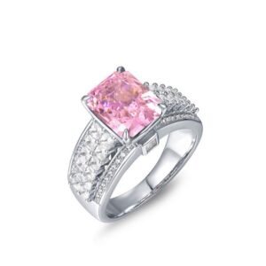 New cold wind insS925 silver ring female ice flower cut high carbon diamond square finger ring