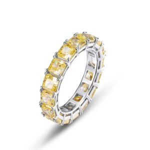 New ring luxury row ring S925 silver fat square goose yellow high carbon diamond simple women's ring