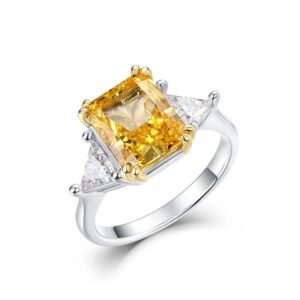 Yellow ring women ice flower cut high carbon diamond ring design light luxury small exquisite jewelry