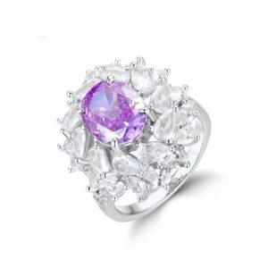 S925 silver ring women high carbon diamond fashion gemstone diamond ring ice flower cut ring wind