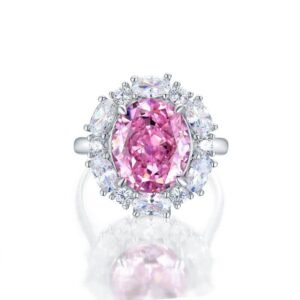 High Carbon Diamond Pink Diamond Ring Premium Feeling S925 Silver Ring Holiday Gift