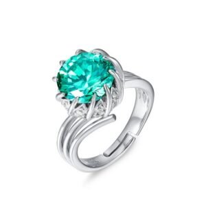 Customized S925 silver ring vintage lotus flower high carbon diamond finger ring senior sense of temperament light luxury style
