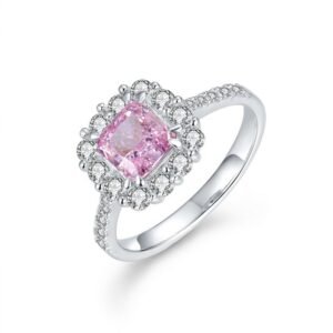 Wind fashion OL square ring S925 silver ice flower cut high carbon diamond ring tiktok same style