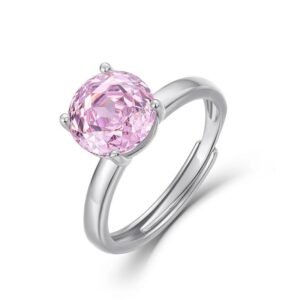 New Millennium rose cut color zirconium ring S925 silver four claws set zirconia open index finger ring simple fashion