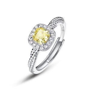 S925 silver glitter diamond ring female goose yellow high carbon diamond vintage finger ring tail ring fashion light luxury style