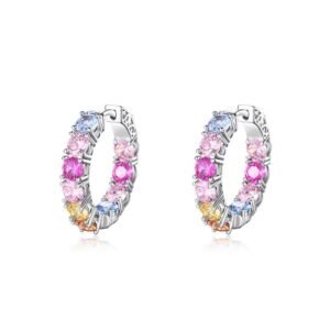 Color zirconium hundred with earrings S925 sterling silver with diamond rainbow earrings light luxury fashion personality