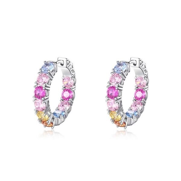 Color zirconium hundred with earrings S925 sterling silver with diamond rainbow earrings light luxury fashion personality