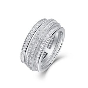 Falling into the Milky Way full diamond index finger ring for women S925 silver with radiant 5A white zirconium ring fashionable and rotatable