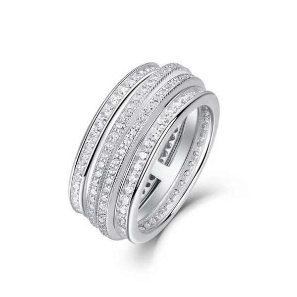 Falling into the Milky Way full diamond index finger ring for women S925 silver with radiant 5A white zirconium ring fashionable and rotatable