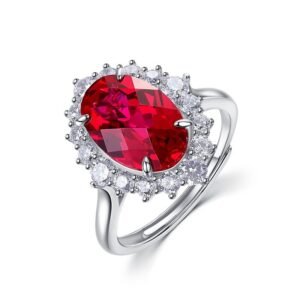 Light Luxury Dove Egg Cultured Ruby Ring S925 Silver Inlaid Cultured Colored Treasure Finger Ring Atmosphere