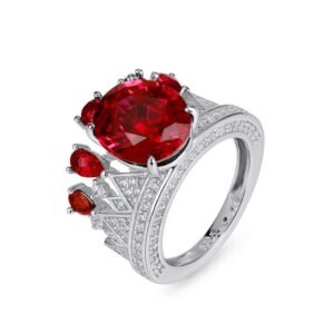 Section atmosphere S925 silver cultivate red sapphire ring female shining cultivate colorful treasure finger ring light luxury noble