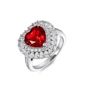 Explosion S925 silver ring ice flower cut high carbon diamond red and blue colored treasure finger ring love fashion style spot