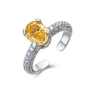 Brilliant high carbon diamond ring S925 silver full set ice flower cut color treasure four colors removable finger ring light luxury