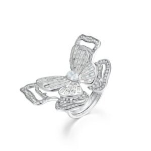 Cross new hot butterfly design high carbon diamond ring S925 silver full set colorful treasure finger ring light luxury fashion personality