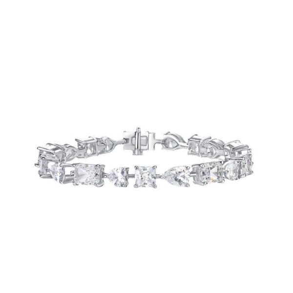 New S925 silver ice flower cut high carbon diamond bracelet luxury fashion flash diamond hand jewelry jittery live the same models
