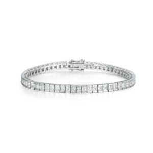 Box chain white zirconium bracelet S925 silver inlaid single row of colorful diamonds hand jewelry men and women fashionable and versatile