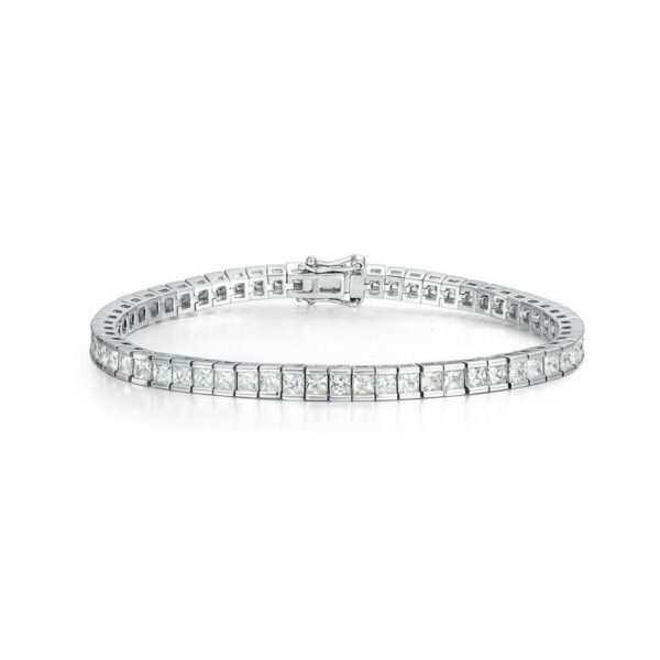 Box chain white zirconium bracelet S925 silver inlaid single row of colorful diamonds hand jewelry men and women fashionable and versatile